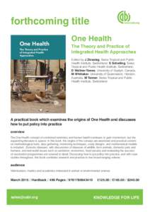 Health promotion / EcoHealth / Ecology / Environmental health / One Health / Public health / David Waltner-Toews / Swiss Tropical and Public Health Institute / Global health / Health / Health policy / International development