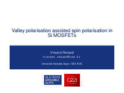 Valley polarisation assisted spin polarisation in Si MOSFETs Vincent Renard  Universite´ Grenoble Alpes / CEA INAC