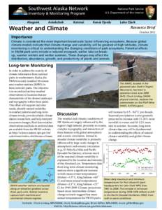 Southwest Alaska Network SWAN Inventory & Monitoring Program  National Park Service