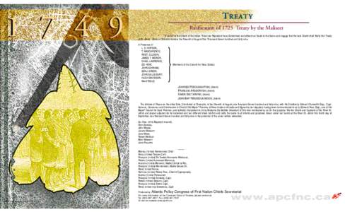[removed]T R E AT Y Ratification of 1725 Treaty by the Maliseet * *