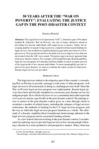 50 YEARS AFTER THE “WAR ON POVERTY”: EVALUATING THE JUSTICE GAP IN THE POST-DISASTER CONTEXT