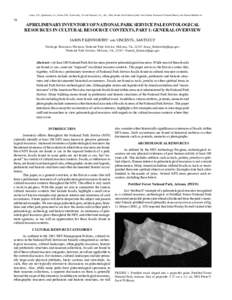 Lucas, S.G., Spielmann, J.A., Hester, P.M., Kenworthy, J.P. and Santucci, V.L., eds., 2006, Fossils from Federal Lands. New Mexico Museum of Natural History and Science Bulletin[removed]A PRELIMINARY INVENTORY OF NATIONA