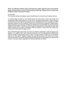 What’s the difference between foster and kinship care children aged 0-4 years and normative groups of young children in terms of their learning and wellbeing? Findings from the national Early Childhood in Foster and Ki