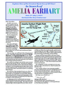 Explore One of the Greatest Mysteries of All Time!  In Search of AMELIA EARHART June 17–July 3, 2015