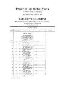 NINETIETH CONGRE&S. FIRST SESSION-Began January 10, 1961. EXECUTIVE CALENDAR Prepared under the direction of FRANCIS R. VALEO, Secretary of the Senate By GERALD A. HACKETT, Executive Clerk