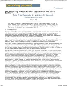 CIAO: The Rationality of Fear: Political Opportunism and Ethn...