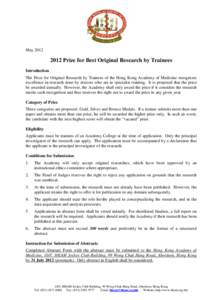 Information for Prize for Best Original Research by Trainee _May 2012_