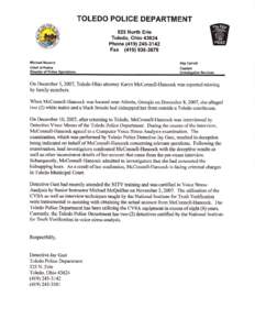 TOLEDO POLICE DEPARTMENT 525 North Erie Toledo, Ohio[removed]Phone[removed]Fax