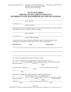 Mail original completed form to:  Department of Environmental Protection 2600 Blair Stone Road, Mail Station 4560 Tallahassee, Florida[removed]