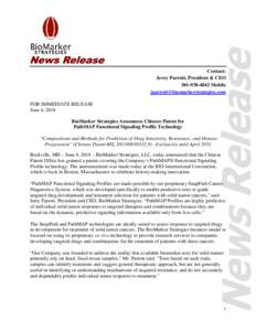 Contact: Jerry Parrott, President & CEOMobile  FOR IMMEDIATE RELEASE June 4, 2018