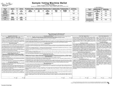 Sample Voting Machine Ballot Official General Election Tuesday, November 4, 2014, County of Middlesex, New Jersey Elaine M. Flynn County Clerk