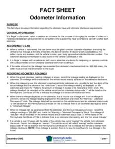 PennDOT - Odometer Information Fact Sheet