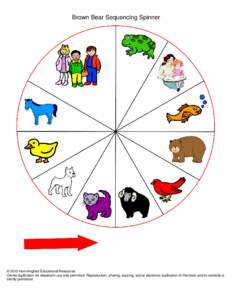 Brown Bear Sequencing Spinner  © 2010 Hummingbird Educational Resources Owner duplication for classroom use only permitted. Reproduction, sharing, copying, and or electronic duplication of this book and its contents is 