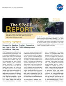 National Aeronautics and Space Administration  SPoRT Quarterly April – June[removed]The SPoRT