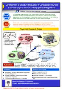 Development of Structure-Regulated π-Conjugated Polymers Keywords: Organic materials, π-Conjugation, Hydrogen bond National Institute for Materials Science π-Conjugated polymers play a key role in material science, du