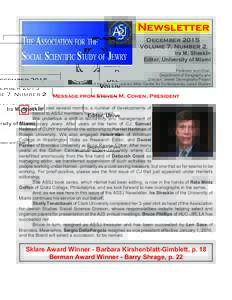 Newsletter December 2015 Volume 7, Number 2 Ira M. Sheskin Editor, University of Miami Professor and Chair,