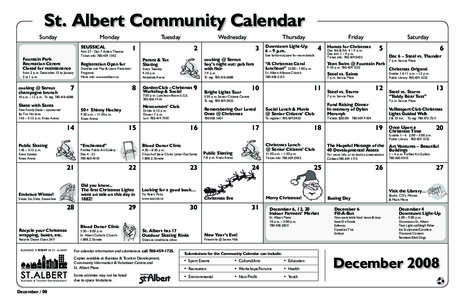 St. Albert Community Calendar Sunday	  Monday