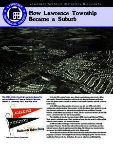 Lawrence Township Historical Highlights  How Lawrence Township Became a Suburb  This 1963 photo of central Lawrence shows the