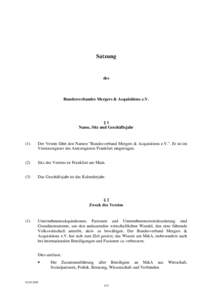 Satzung  des Bundesverbandes Mergers & Acquisitions e.V.