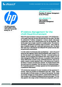 IP ADDRESS MANAGEMENT FOR THE CCELL-CLOUD-ENVIRONMENT  Page 1 | Success Story PROJECT TYPE