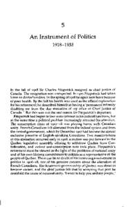 5 An Instrument of Politics[removed]In the fall of 1918 Sir Charles Fitzpatrick resigned as chief justice of Canada. The resignation was unexpected. In 1915 Fitzpatrick had taken