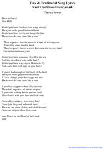 Folk & Traditional Song Lyrics - There is Power