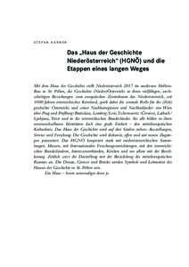 Stefan Karner-Das "Haus der Geschichte Niederösterreichs" (HGNÖ) und die Etappen eines langen Weges