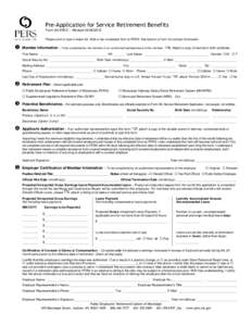 Form 9A SRVC, Pre-Application for Service Retirement Benefits