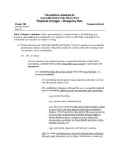 TEXAS MEDICAL BOARD RULES Texas Administrative Code, Title 22, Part 9 Proposed Changes – Emergency Rule Chapter 190