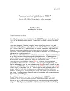 Land management / Urban agriculture / Continuous productive urban landscape / Urban design / Urban planning / Permaculture / Green urbanism / Metropolitan agriculture / Environmental design / Landscape architecture / Environment