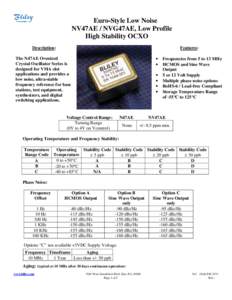 Euro-Style Low Noise NV47AE / NVG47AE, Low Profile High Stability OCXO Description:  Features: