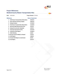 Project Milestones Richland County Master Transportation Plan Date: [removed]