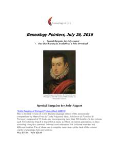 Genealogy Pointers, July 26, 2016    Special Bargains for July-August