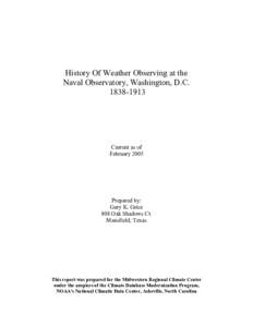 History Of Weather Observing at the Naval Observatory, Washington, D.C[removed]Current as of February 2005