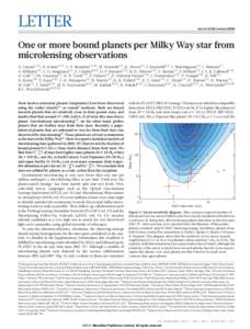 LETTER  doi:[removed]nature10684 One or more bound planets per Milky Way star from microlensing observations