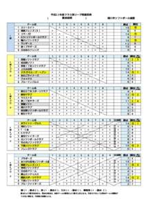 平成22年度クラス別リーグ戦星取表 最終結果 ( ) チーム名