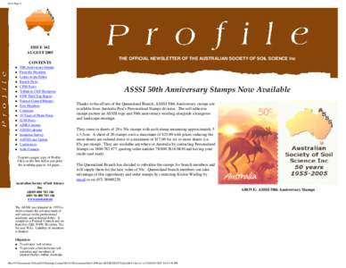 New Page 1  ISSUE 142 AUGUSTTHE OFFICIAL NEWSLETTER OF THE AUSTRALIAN SOCIETY OF SOIL SCIENCE Inc