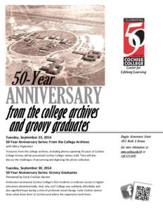 50-Year  ANNIVERSARY from the college archives and groovy graduates Tuesday, September 23, 2014