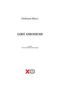 Guillaume Musso  LOST AND FOUND a novel Excerpt translated by Jeremy Leggatt