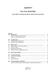 Appendix F Five-Year Work Plan For the 2007 Fire Management Plan for Death Valley National Park Contents: 1.0 Introduction …………………………………………………………………..