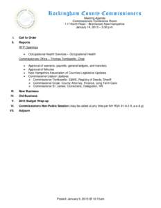 Rockingham County Commissioners Meeting Agenda Commissioners Conference Room 117 North Road ~ Brentwood, New Hampshire January 14, 2015 – 3:30 p.m.