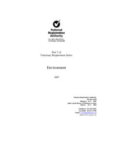 Part 7 of Veterinary Requirement Series Environment 1997