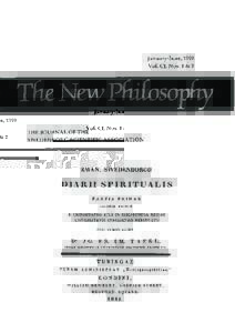 January-June, 1998 Vol. C I , Nos. 1 & 2 The New Philosophy THE JOURNAL OF THE SWEDENBORG SCIENTIFIC ASSOCIATION