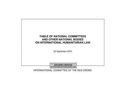 TABLE OF NATIONAL COMMITTEES AND OTHER NATIONAL BODIES ON INTERNATIONAL HUMANITARIAN LAW