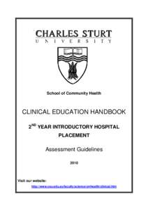 School of Community Health  CLINICAL EDUCATION HANDBOOK 2ND YEAR INTRODUCTORY HOSPITAL PLACEMENT