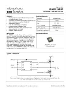 May 14, 2012  IRS2001MPBF HIGH AND LOW SIDE DRIVER  Features