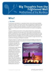Big Thoughts from the Frightened Well Brotherhood of the Wordless A case study of an outstanding ‘socially inclusive’ arts project