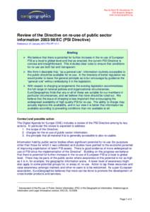 Directive on the re-use of public sector information / Global Monitoring for Environment and Security / Infrastructure for Spatial Information in the European Community / Europe / Law / EPSIplus / European Union directives / European Union / Copyright law of the European Union