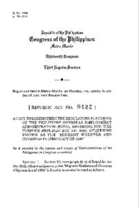 Department of Labor and Employment / Philippine Overseas Employment Administration / Economy of the Philippines / Human geography / Economy / Demography / Migrant worker / Overseas Filipinos / Philippine Labor Migration Policy / Anti-Trafficking in Persons Act
