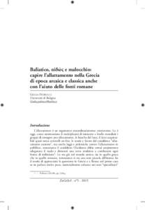 Baliatico, αἰδώς e malocchio: capire l’allattamento nella Grecia di epoca arcaica e classica anche con l’aiuto delle fonti romane Giulia Pedrucci Università di Bologna